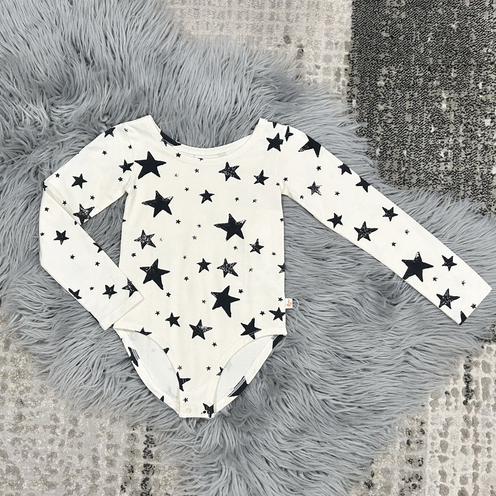 Noe & Zoe Black Stars Cream Leotard Size 2T (MSRP $51) NWT